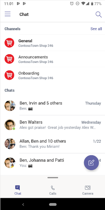 Screenshot, der die Seite zeigt, die sich mit der Messaging-Erfahrung ohne Schichten befasst.