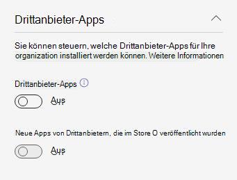 Screenshot: Organisationsweite App-Einstellungen eines Drittanbieters in einer organization
