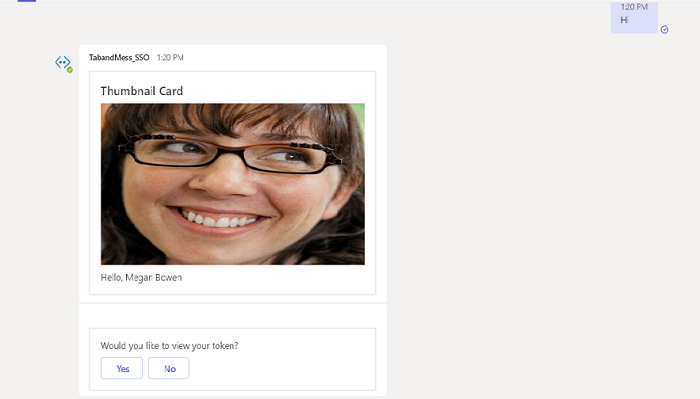 Screenshot der profil-Karte, die in Teams empfangen wurden.