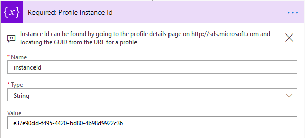 fügen Sie die Profil-/instance-ID ein.