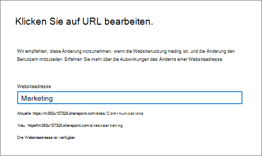 Ändern der Adresse einer Website