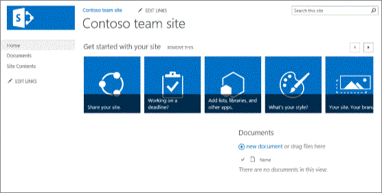 Startseite von Teamwebsites mit entferntem 