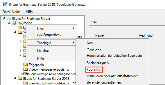 Screenshot der Veröffentlichungstopologie.