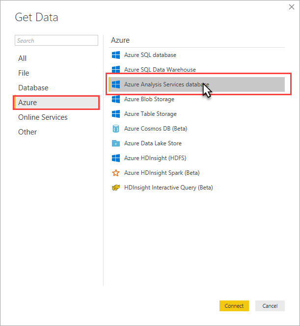 Verbinden in Get Data