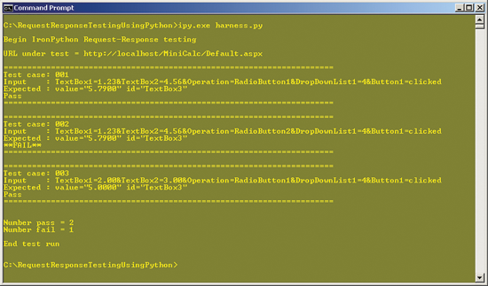 Figure 2 Testing the App Using IronPython