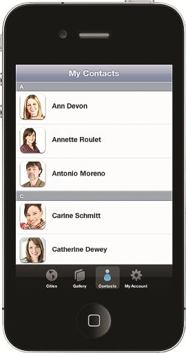 A Kendo UI Mobile Demo Application Viewed on an iOS-Based Device