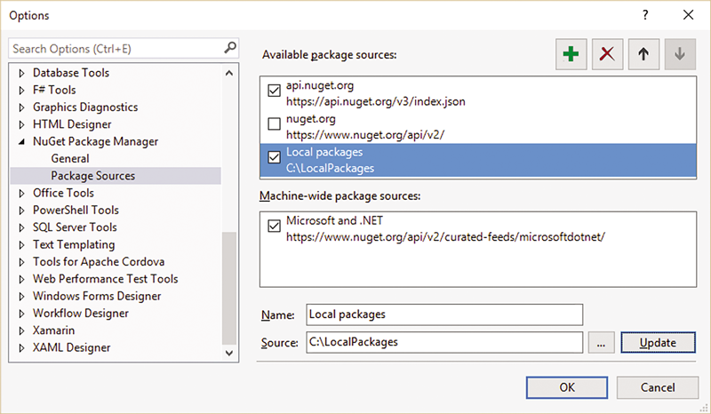 Hinzufügen eines lokalen Repositorys als NuGet-Paketquelle