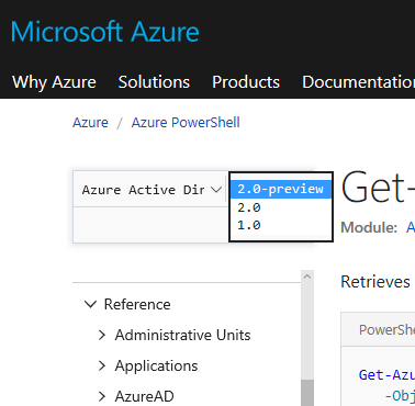 Auswahl von PowerShell-Versionen