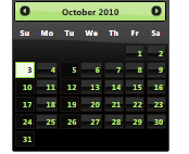 Screenshot: Kalenderseite für Oktober 2010, die mithilfe des Trontastic-Designs formatiert ist