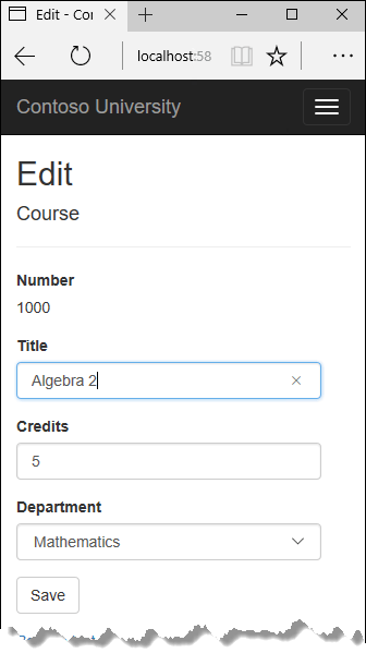 Course Edit page