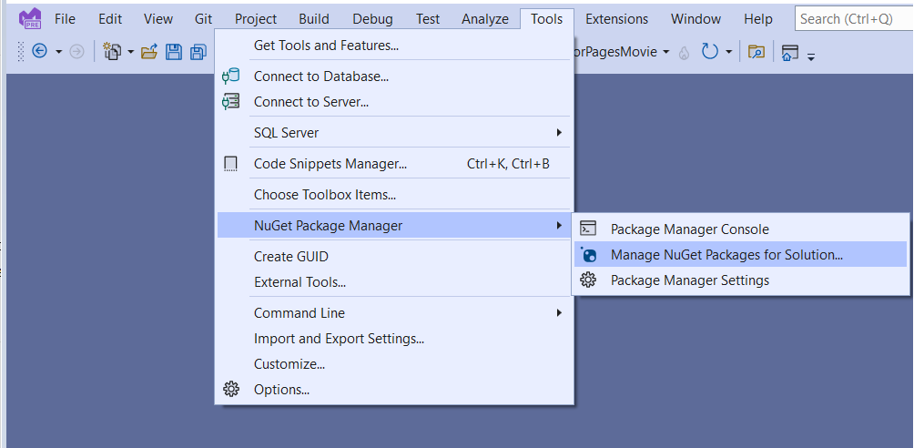 NuGet-Paket-Manager – verwalten