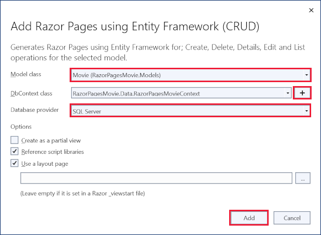 Hinzufügen von Razor Pages