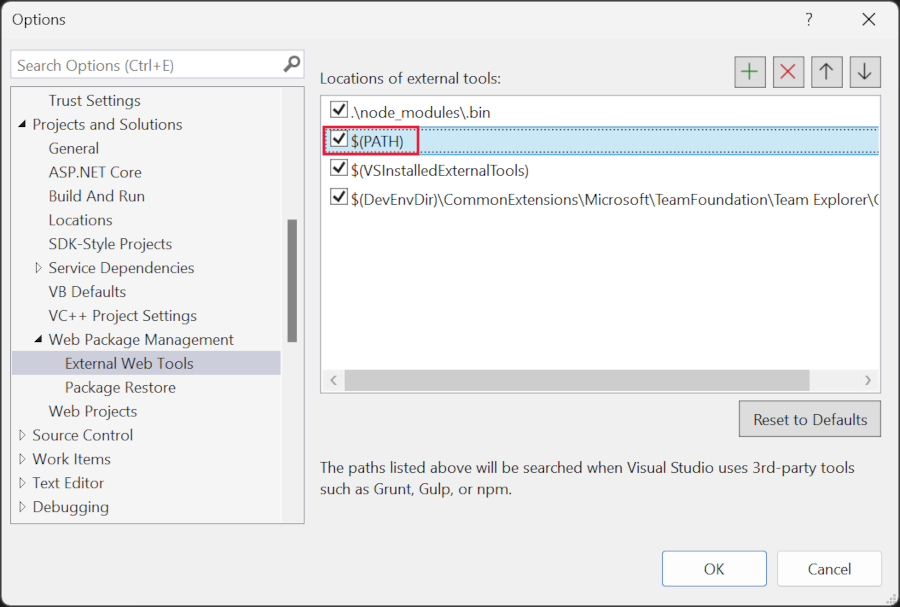Visual Studio-Konfiguration