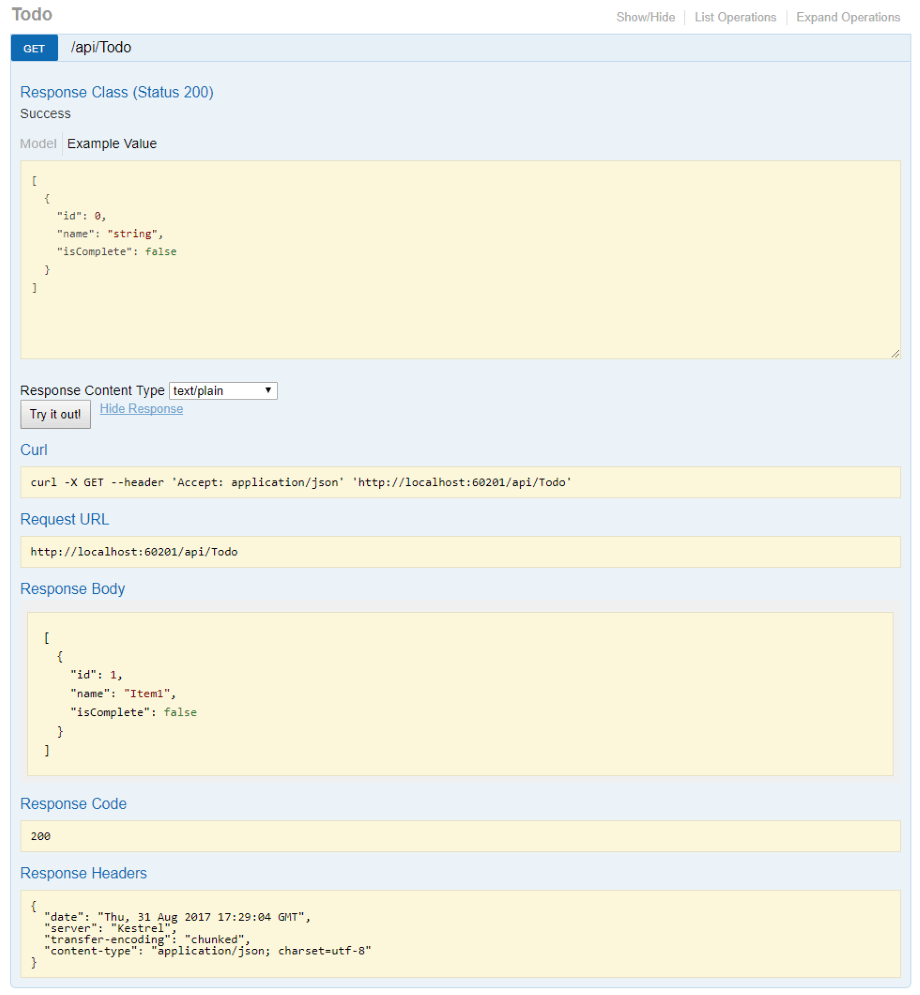 Beispiel für einen Swagger-GET-Test