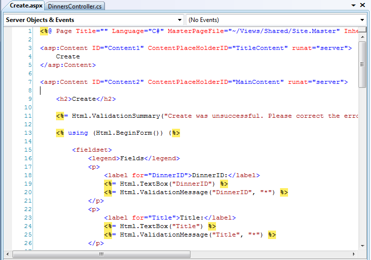Screenshot: EE zum Bearbeiten des Codes.