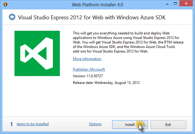 Installieren von Visual Studio Express