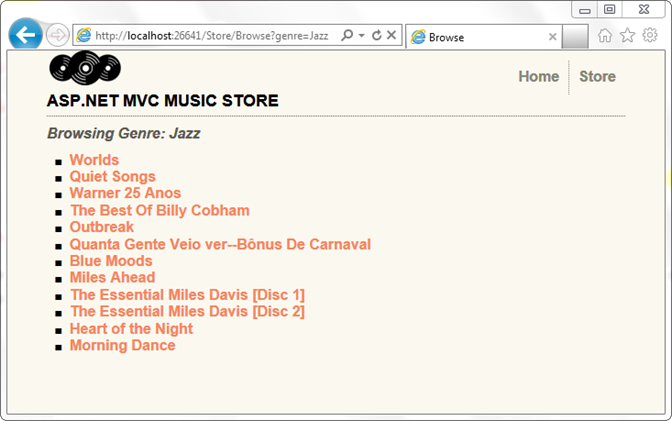 Screenshot der Möglichkeit, von der Store-Seite zu einer Genreseite zu navigieren.