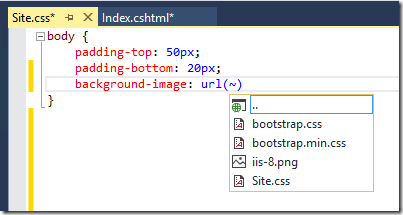 Screenshot: Neue Auswahl für c s s-Editoren, die Dateilisten entsprechend nach i m g-Tags und Links filtert.