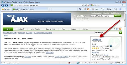 Herunterladen des AJAX Control Toolkits