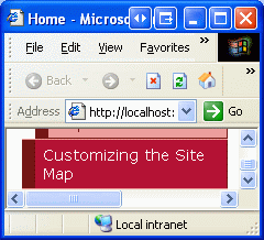 Die Siteübersicht enthält jetzt einen Eintrag für das Tutorial zum Site Map Provider