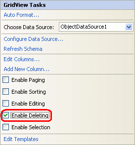 Aktivieren Sie das Kontrollkästchen Löschen aktivieren.