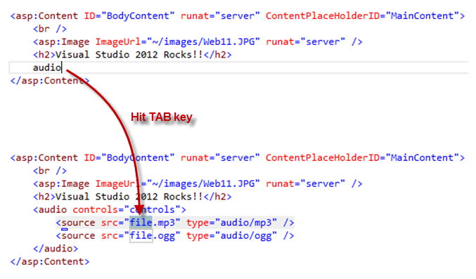 Einfügen von HTML5-Codeausschnitten