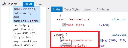 Markierungsauswahl im Fenster