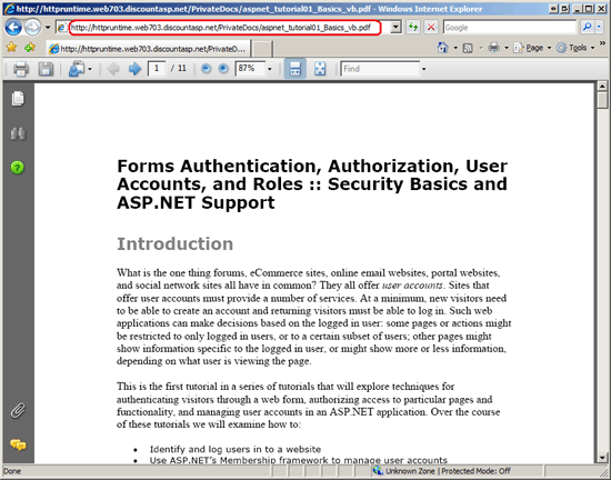 Anonyme Benutzer können die privaten PDF-Dateien herunterladen, indem Sie die direkte URL zur Datei eingeben.