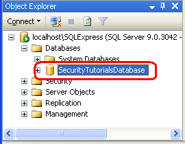 Umbenennen der Datenbank in SecurityTutorialsDatabase