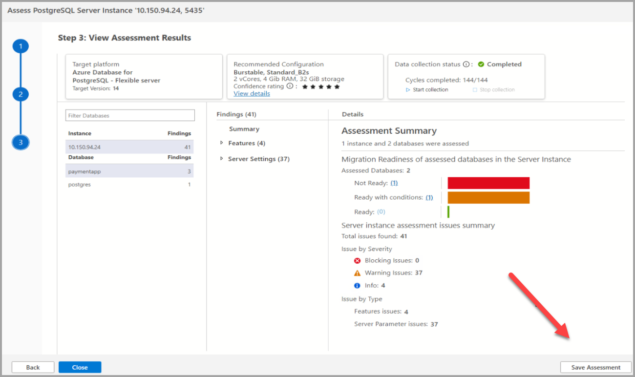 Screenshot to show how to save the assessment.