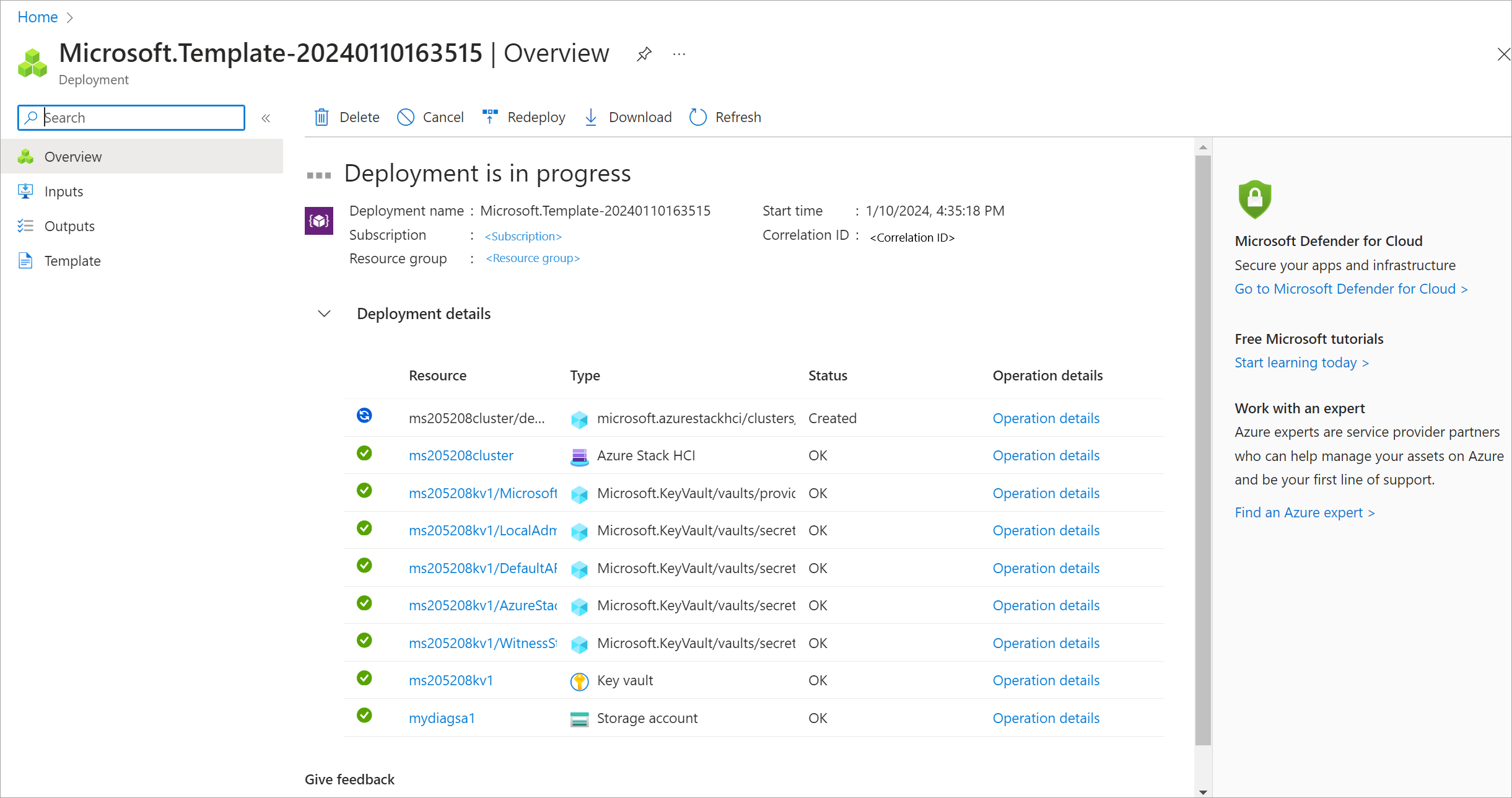 Screenshot des Status der Überprüfung der Umgebungsprüfung.