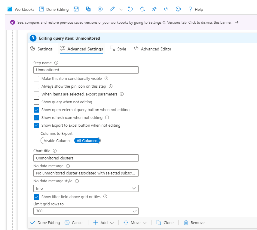 Screenshot des Bildschirms zum Festlegen von Rasterwerten