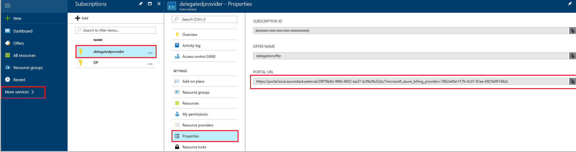 Auswählen des Abonnements des delegierten Anbieters im Azure Stack Hub-Benutzerportal