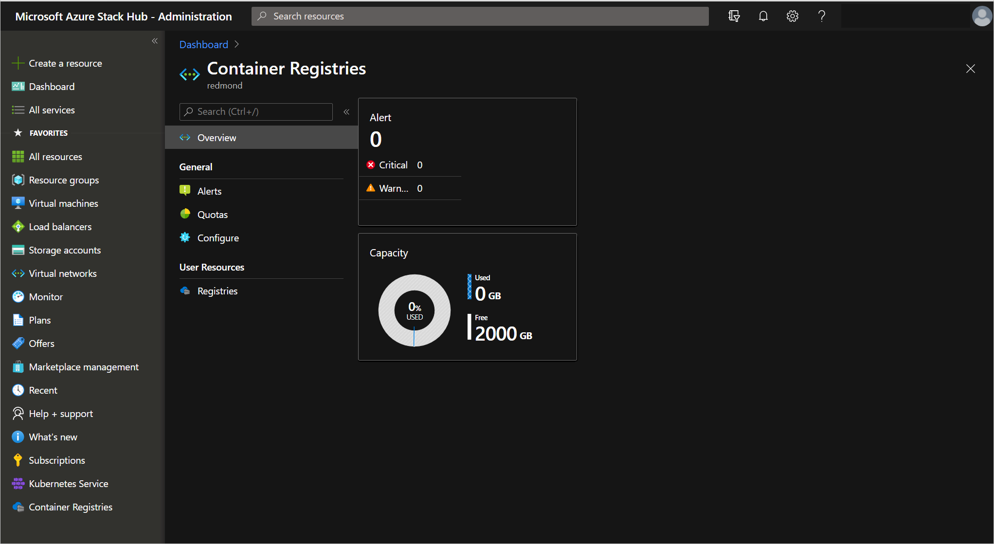 Die Azure Stack Hub-Containerregistrierung ist installiert.