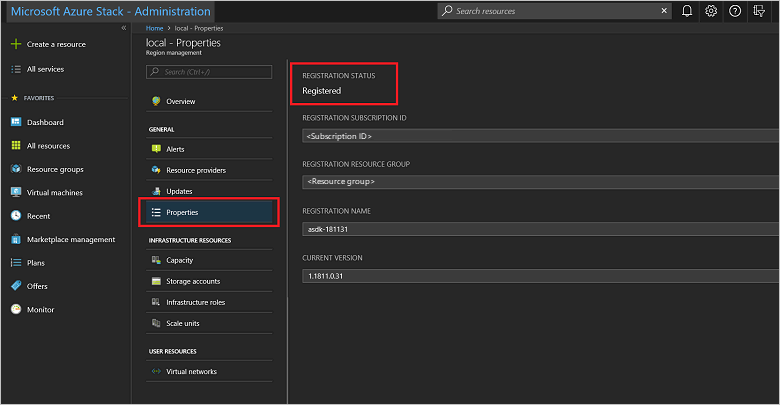 Kachel „Regionsverwaltung“ im Azure&nbsp;Stack Hub-Administratorportal
