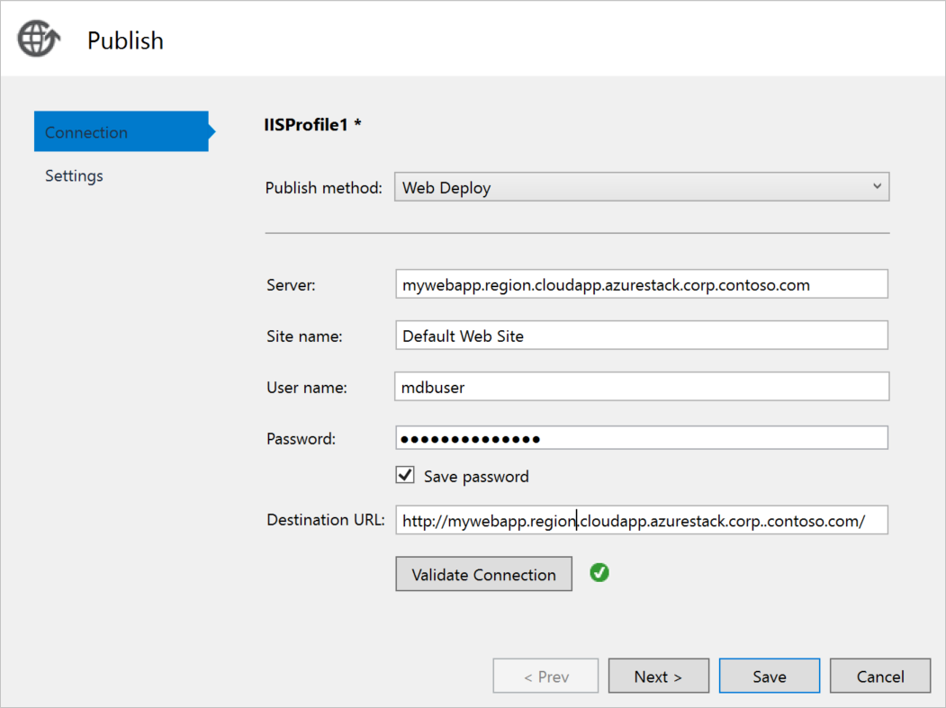 Bereitstellen der ASP.NET-Web-App – Konfigurieren von Web Deploy