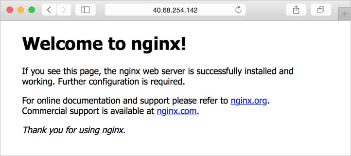 Willkommensseite des NGINX-Webservers