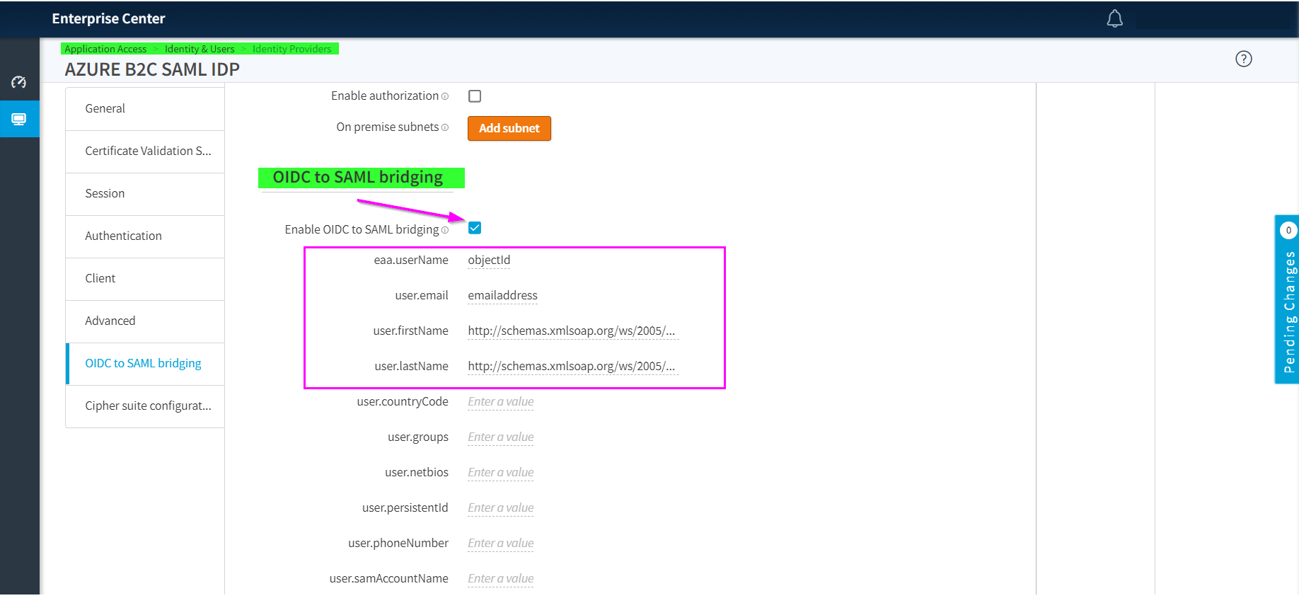 Screenshot shows the akamai oidc app oidc settings.