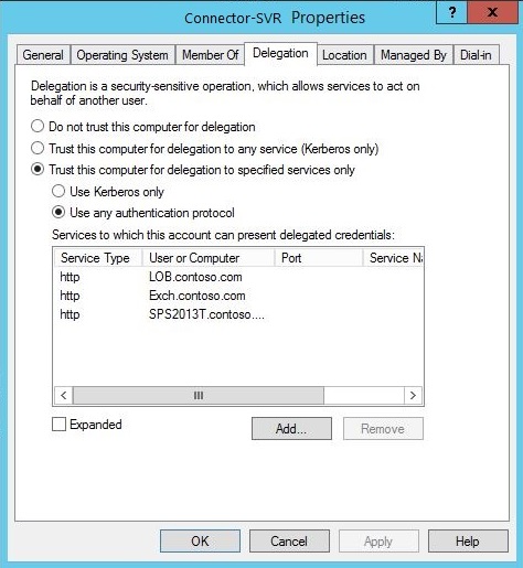 Screenshot des Connector-SVR-Eigenschaftenfensters