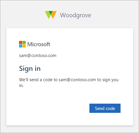Screenshot showing the Send code button.