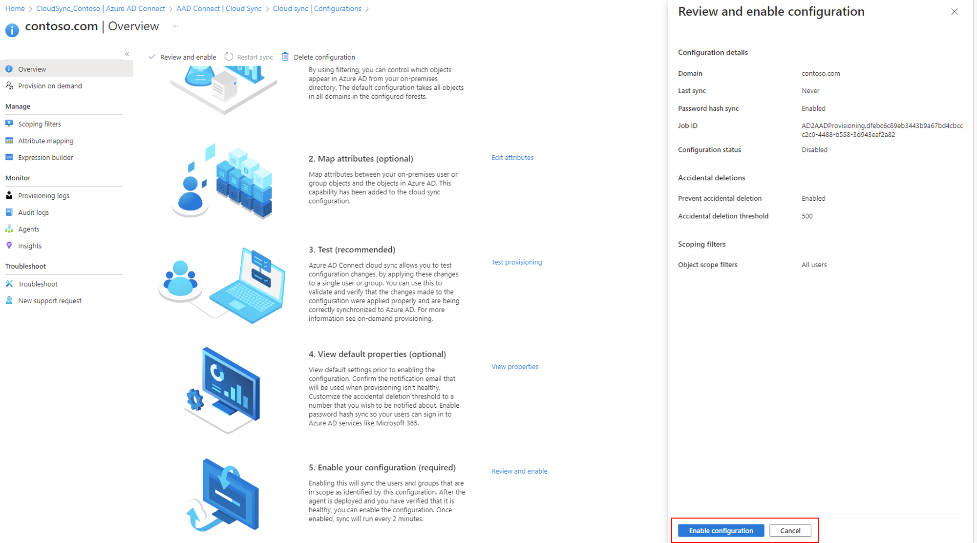 Screenshot: Aktivieren einer Konfiguration