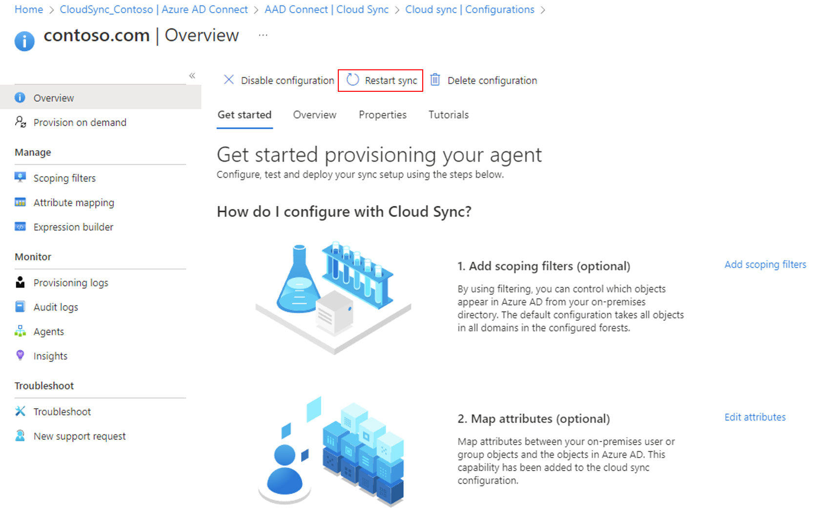 Screenshot: Neustart der Synchronisierung
