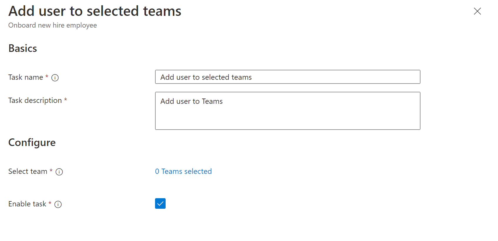Screenshot: Workflowaufgabe: Hinzufügen eines Benutzers zu einem Team