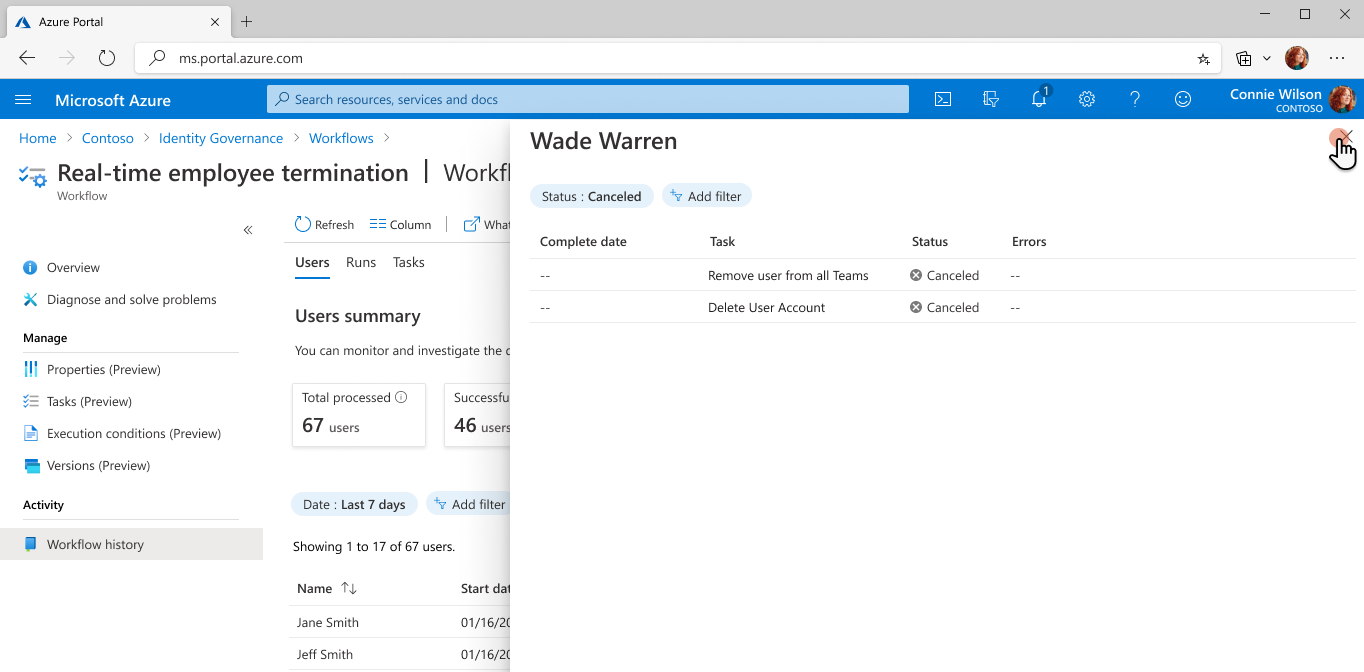 Screenshot: Nicht verarbeitete Aufgaben für einen Echtzeitworkflow