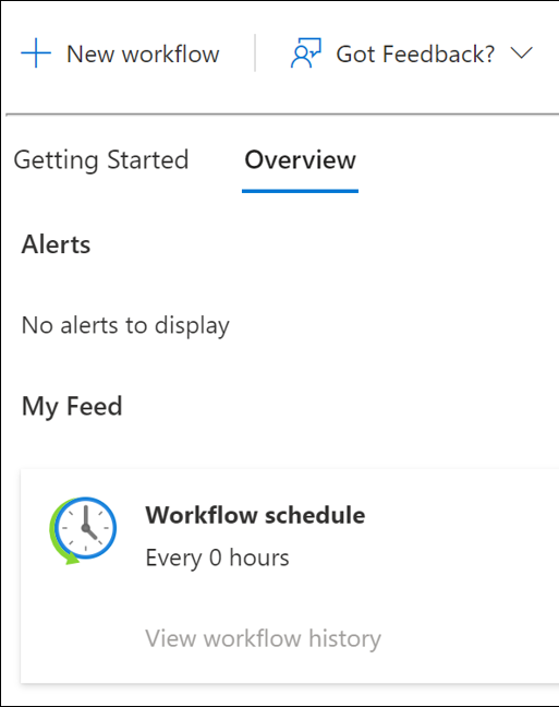 Screenshot: Auswählen eines neuen Workflows