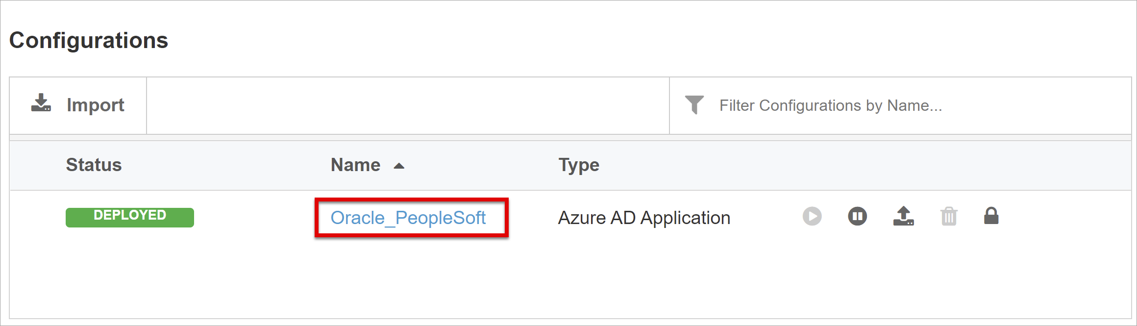 Screenshot of the PeopleSoft application configuration link.