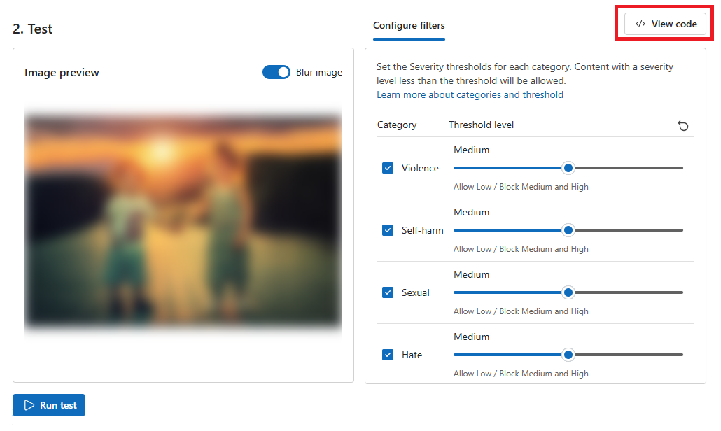 Screenshot der Schaltfläche „Code anzeigen“.