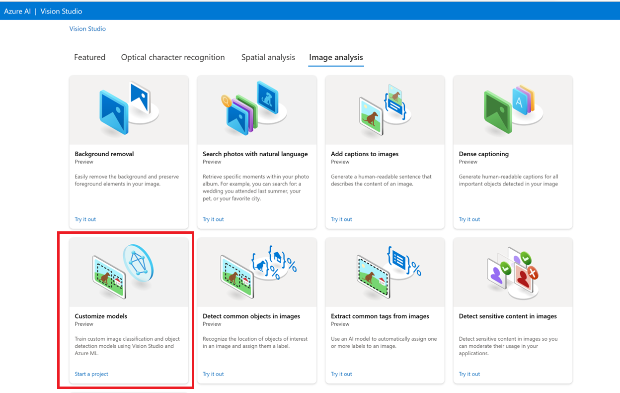 Screenshot der Kachel „Modelle anpassen“