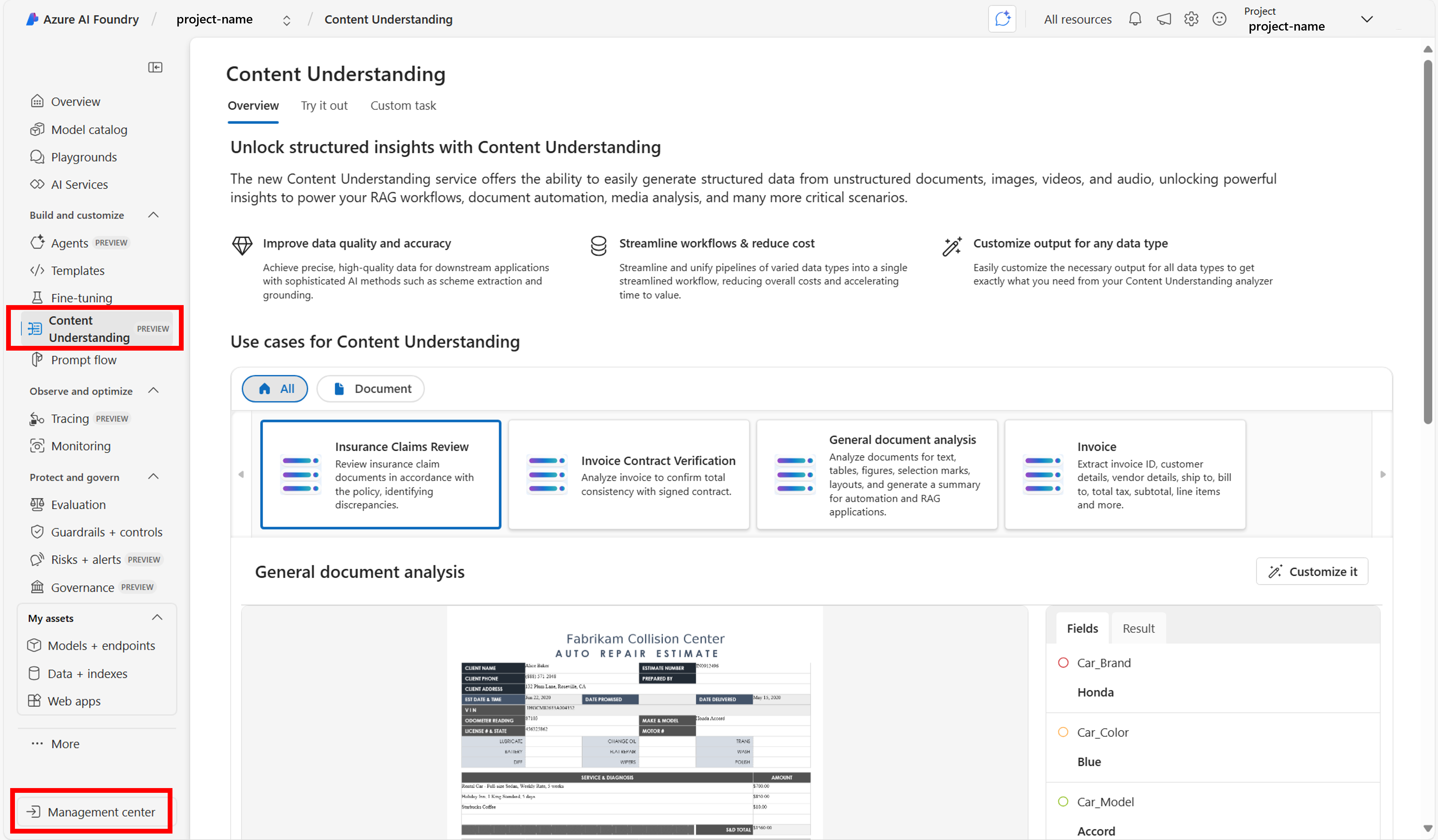 Screenshot des Links zum Verwaltungszentrum
