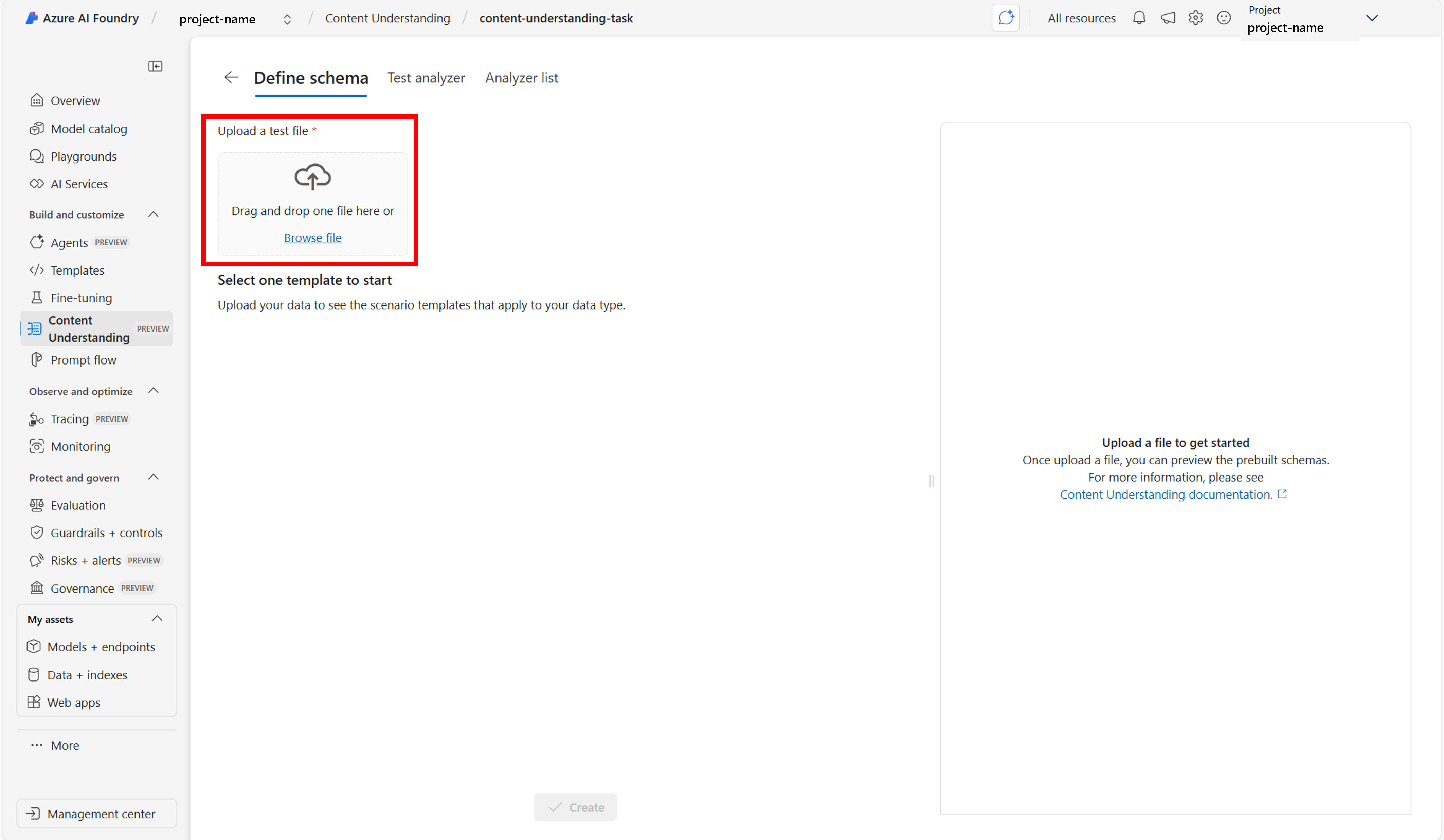 Screenshot des Uploadschritts in der Benutzeroberfläche.